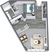 Convertible - Studio & 1 Bath Floor Plan At Iroquois Club Apartments In Naperville, IL